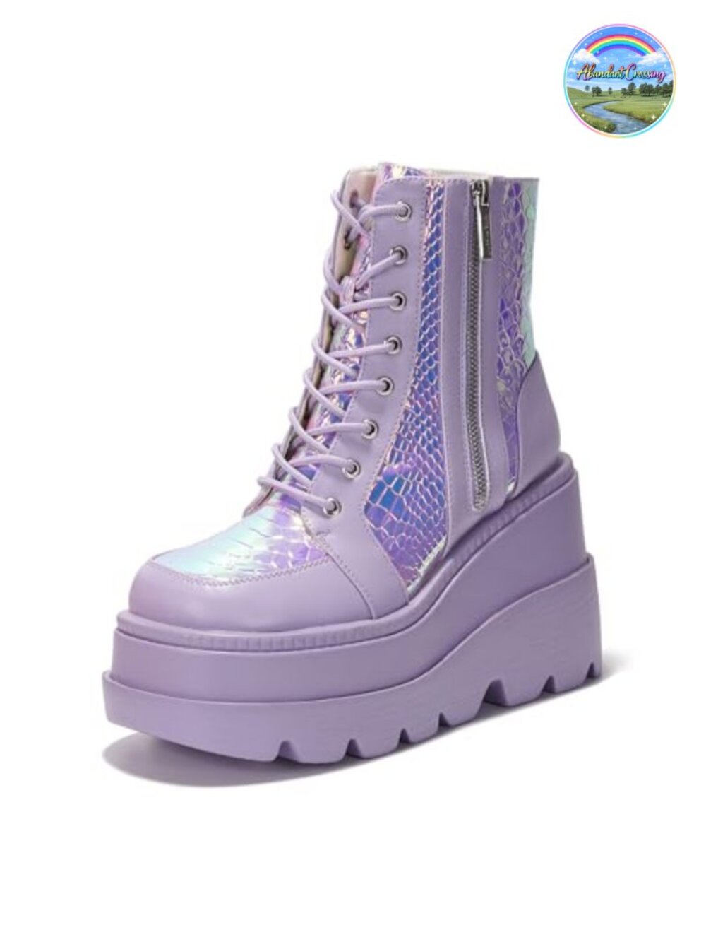 Chunky Platform Ankle Boots w/ Lace Up & Zipper Closure
